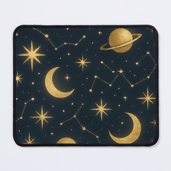 Artikelvorschau, Golden Celestial Dreams – Muster mit Sternen, Monden, Planeten und Sternbildern entworfen und verkauft von Pride-Casuals.