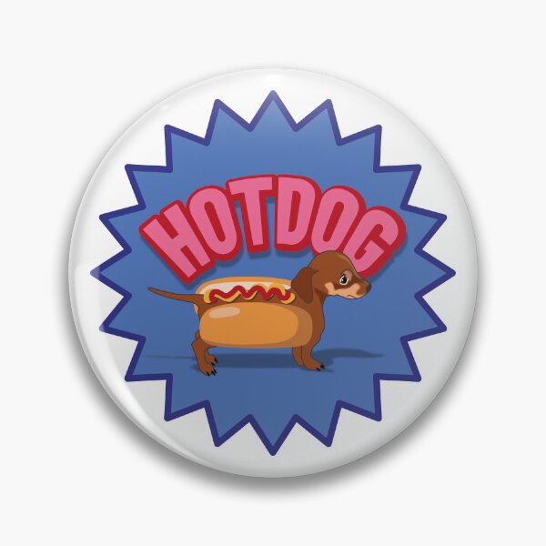 Item preview, Dachshund Hotdog – Pink Lettering in Blue Star (Cute Foodie Dog Art) designed and sold by Vector Woofs.