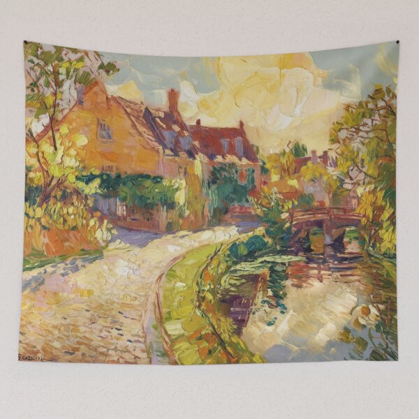 Item preview, Golden Afternoon by the Canal – French Countryside Impressionist Landscape designed and sold by CARRAANN.