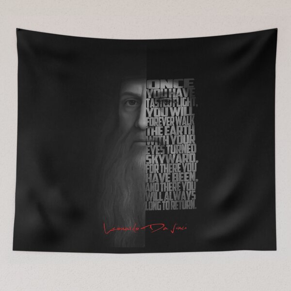 Item preview, Leonardo da Vinci – Monochrome Portrait Typography Artwork designed and sold by Enea Kelo.