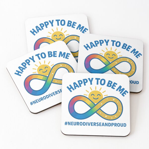 Item preview, Neurodiverse: proud and happy to be me (blue text) designed and sold by AstralMedia.