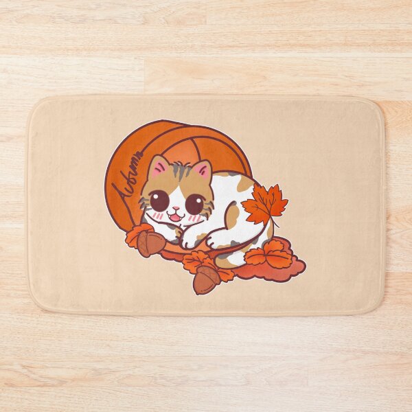 Item preview, Kawaii Calico Cat in Autumn Theme – Fall Leaves and Acorns designed and sold by BGMeYou.