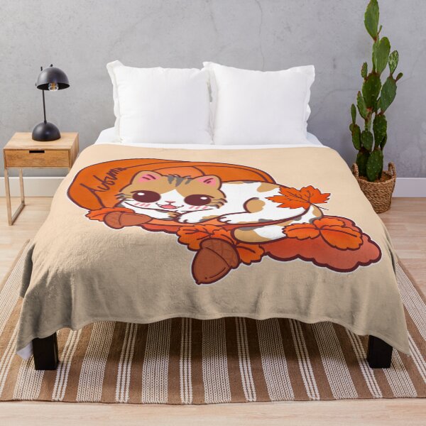 Item preview, Kawaii Calico Cat in Autumn Theme – Fall Leaves and Acorns designed and sold by BGMeYou.