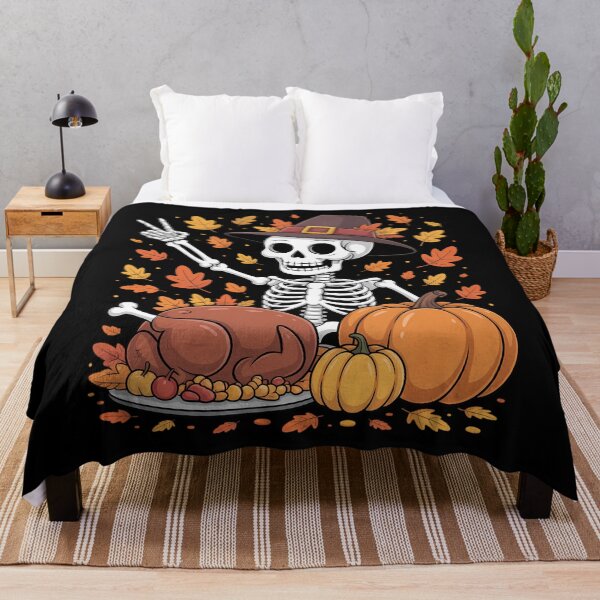 Item preview, Thanksgiving X-ray Skeleton Funny Rock Hand Fall Leaves designed and sold by DoorwayThreads.