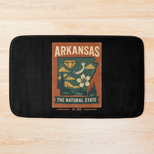 Item preview, Arkansas Vintage Distressed T-Shirt – The Natural State Retro Nature Apparel designed and sold by Thehatinthecat.