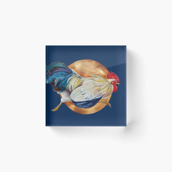 Item preview, Golden Runner – Elegant Watercolour Rooster with Gold Circle designed and sold by OlenaKoshevaArt.