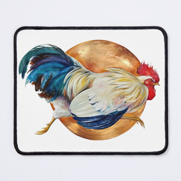 Item preview, Golden Runner – Elegant Watercolour Rooster with Gold Circle designed and sold by OlenaKoshevaArt.