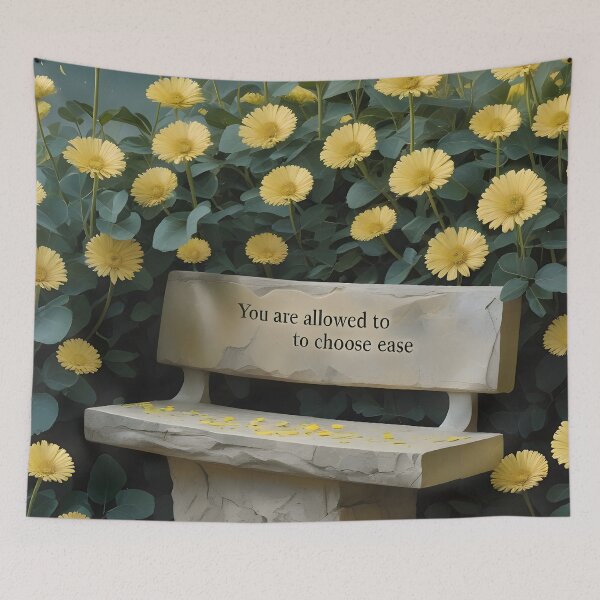 Item preview, You Are Allowed To Choose Ease, Surreal Botanical Sketch, Affirmation Art With Golden Shrub Daisy Flowers designed and sold by MoMidoStore.