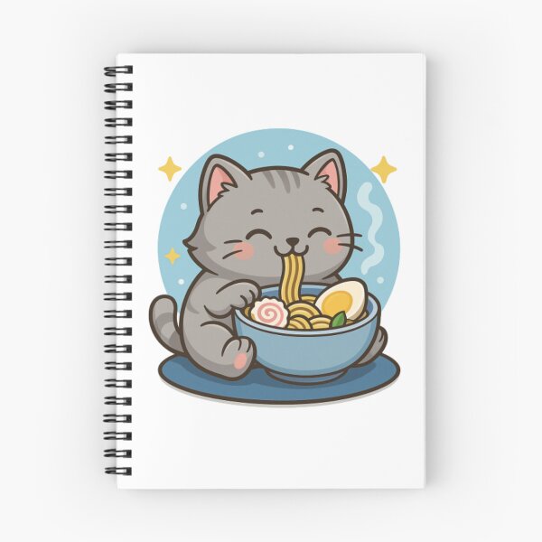 Item preview, Cute kitten enjoying a bowl of ramen noodles designed and sold by JonysCreativeDesigns.