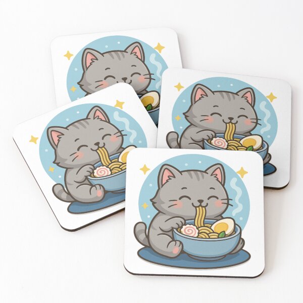 Item preview, Cute kitten enjoying a bowl of ramen noodles designed and sold by JonysCreativeDesigns.