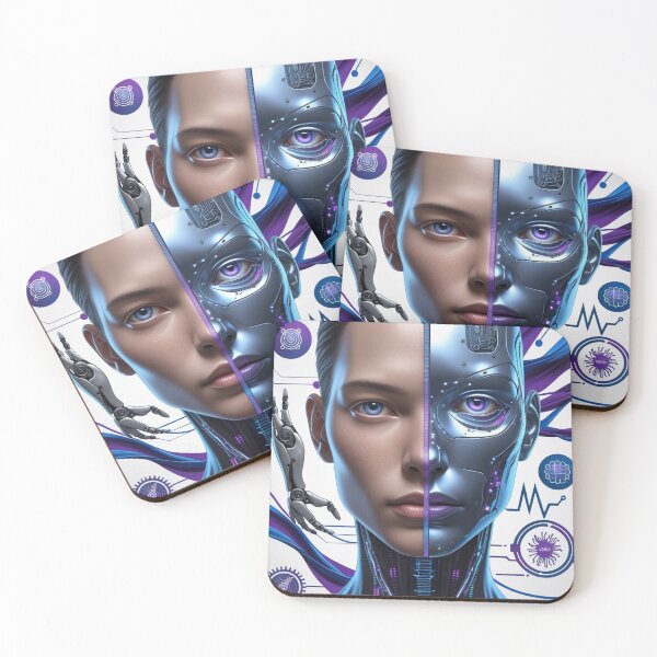 Item preview, AI Evolution – Human and Technology Portrait designed and sold by smitke.
