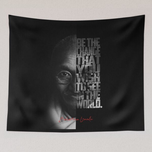 Item preview, Mahatma Gandhi – Minimalist Split-Face Typography Portrait designed and sold by Enea Kelo.