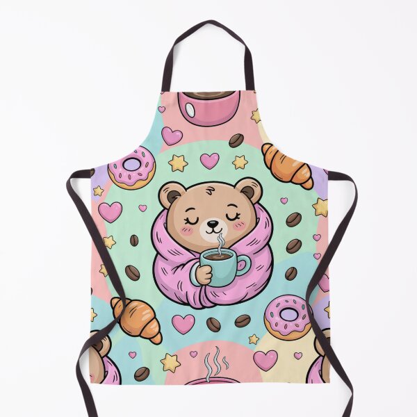 Item preview, Sleepy Bear Coffee Artwork - Cute Cuddly Bear in Blanket with Donuts and Croissants on Pastel Background designed and sold by YourSocialBae.