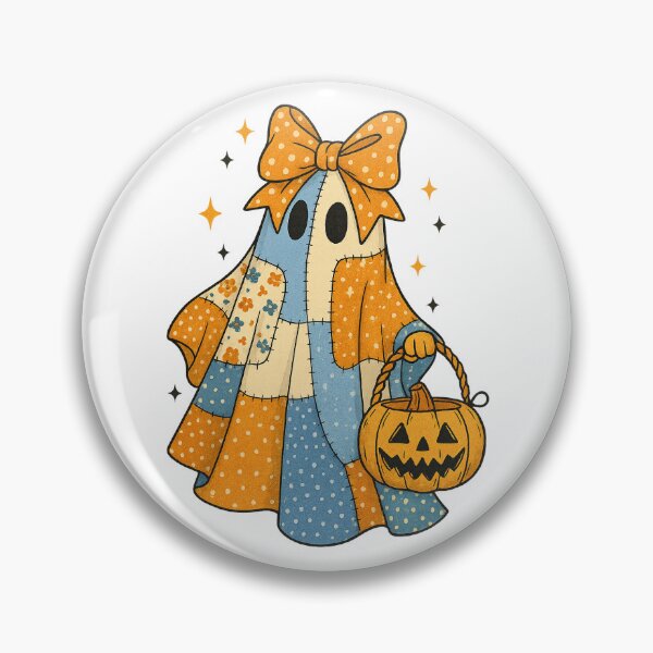 Item preview, Vintage Patchwork Ghost with Pumpkin designed and sold by Clinomania Art.
