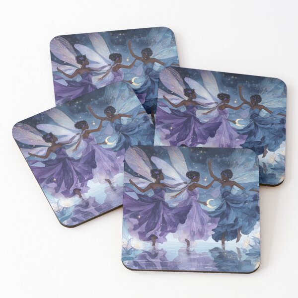 Item preview, Moonlit Waltz – Three Black Fairies Dancing on Water designed and sold by okluvyoubye.