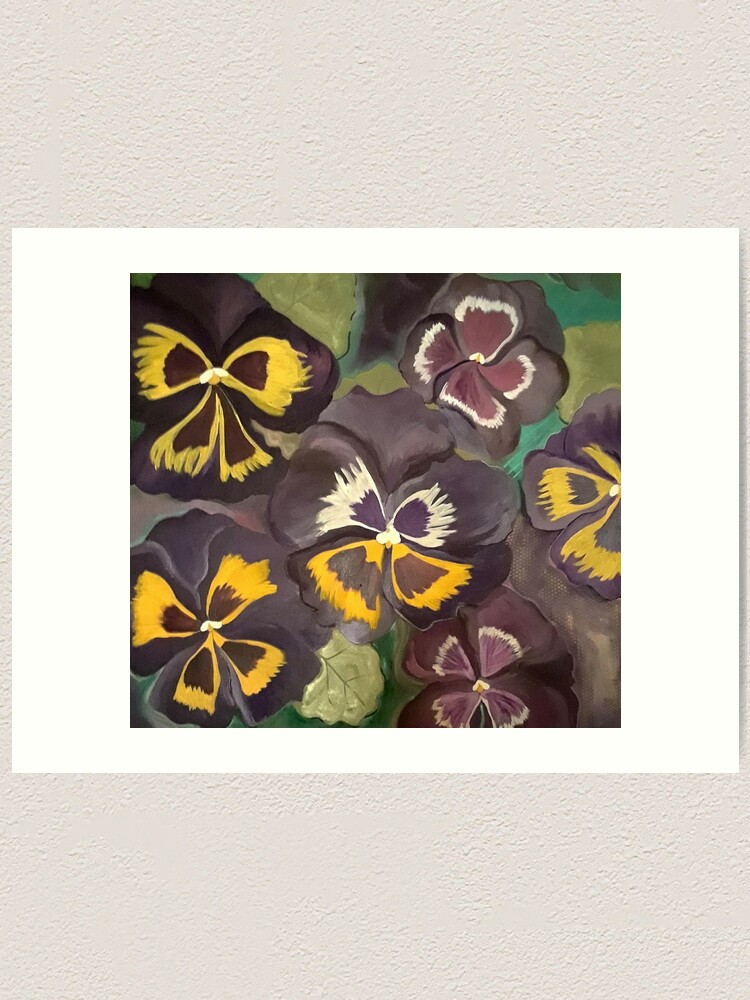 Thumbnail 1 of 3, Art Print, Pansy Garden designed and sold by HeathersArt.