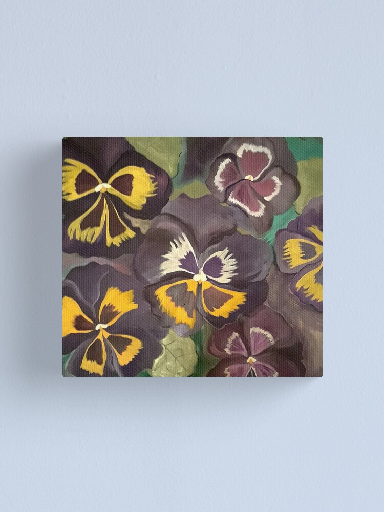 Thumbnail 1 of 3, Canvas Print, Pansy Garden designed and sold by HeathersArt.