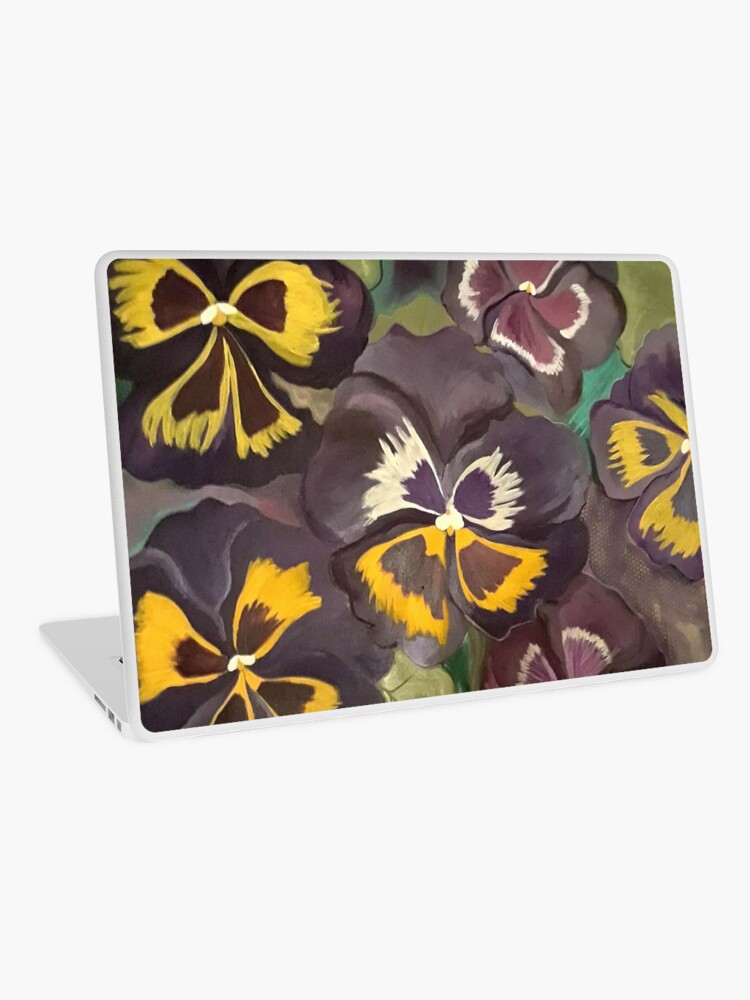 Thumbnail 1 of 2, Laptop Skin, Pansy Garden designed and sold by HeathersArt.