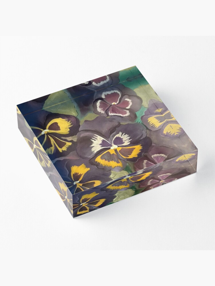 Thumbnail 3 of 5, Acrylic Block, Pansy Garden designed and sold by HeathersArt.