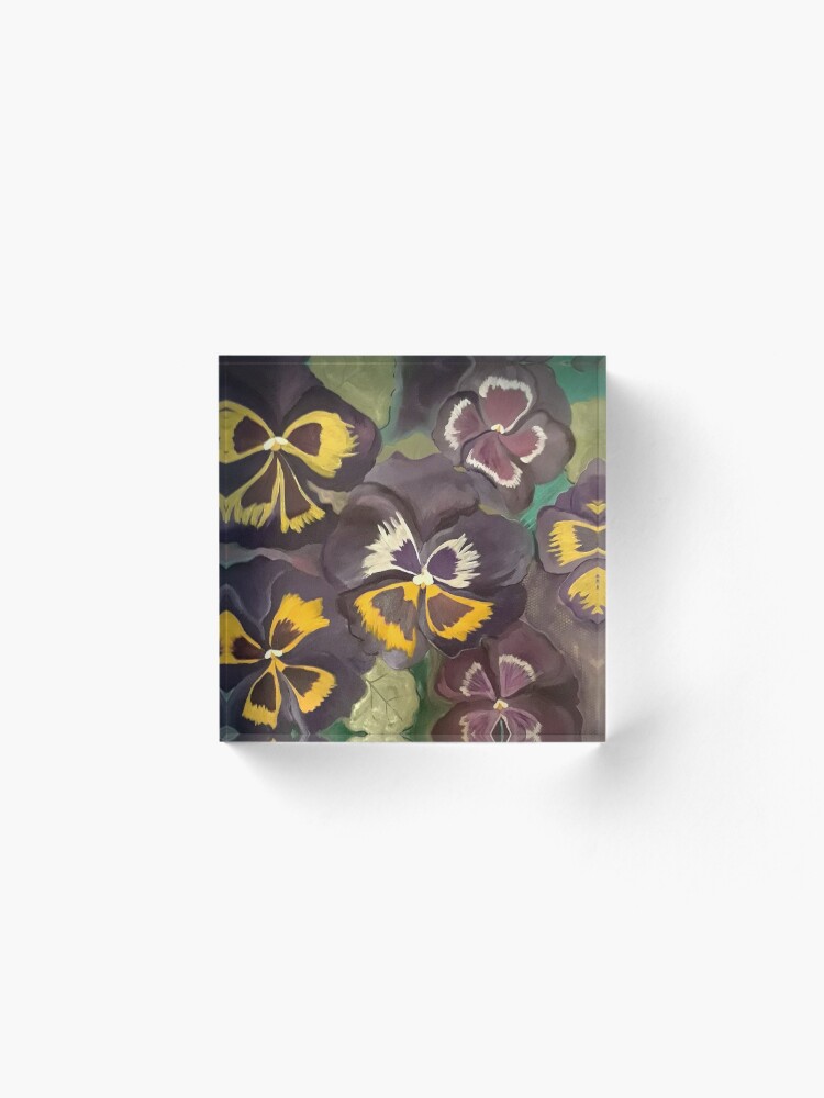 Thumbnail 2 of 5, Acrylic Block, Pansy Garden designed and sold by HeathersArt.