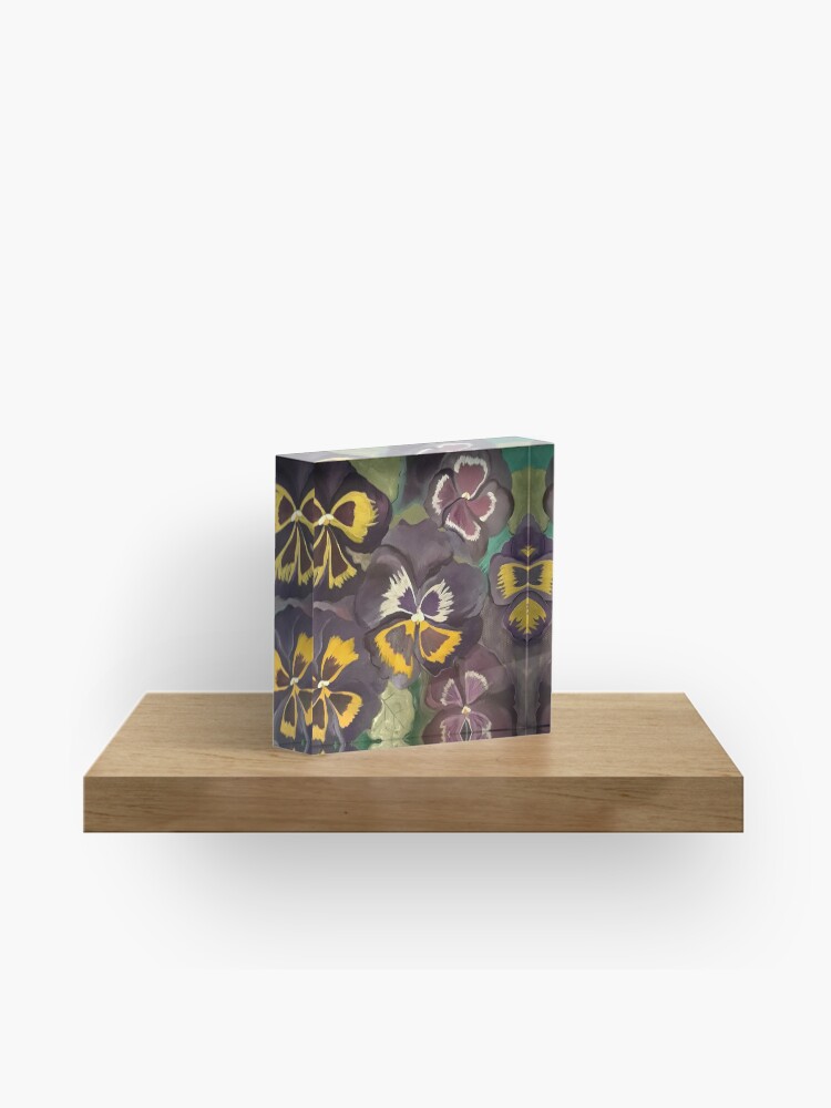 Thumbnail 1 of 5, Acrylic Block, Pansy Garden designed and sold by HeathersArt.