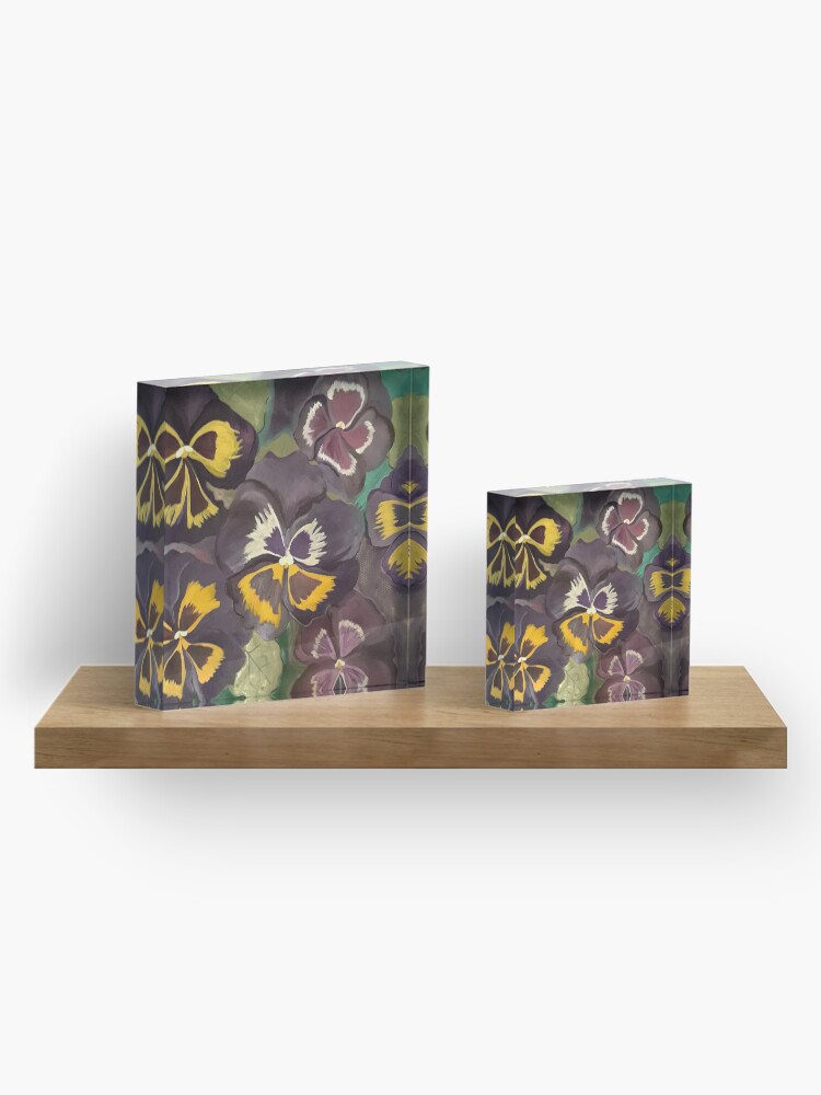 Thumbnail 4 of 5, Acrylic Block, Pansy Garden designed and sold by HeathersArt.