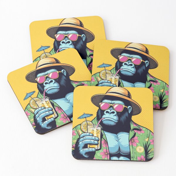 Item preview, Gorilla drinking lemonade at summer holiday  designed and sold by Dogandesighn.