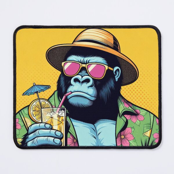 Item preview, Gorilla drinking lemonade at summer holiday designed and sold by Dogandesighn.