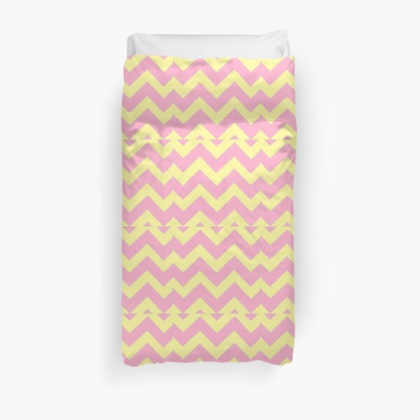 Chevron duo -pink, yellow Duvet Cover