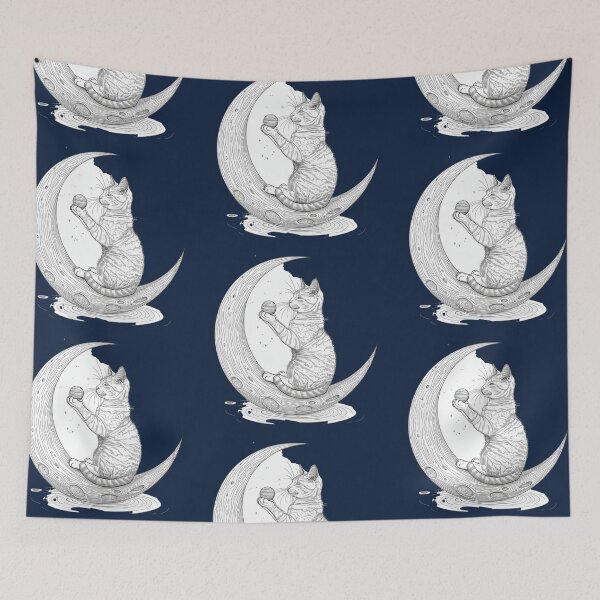 Item preview, Celestial Moon Cat with Starry Elegance designed and sold by Bambooartist.