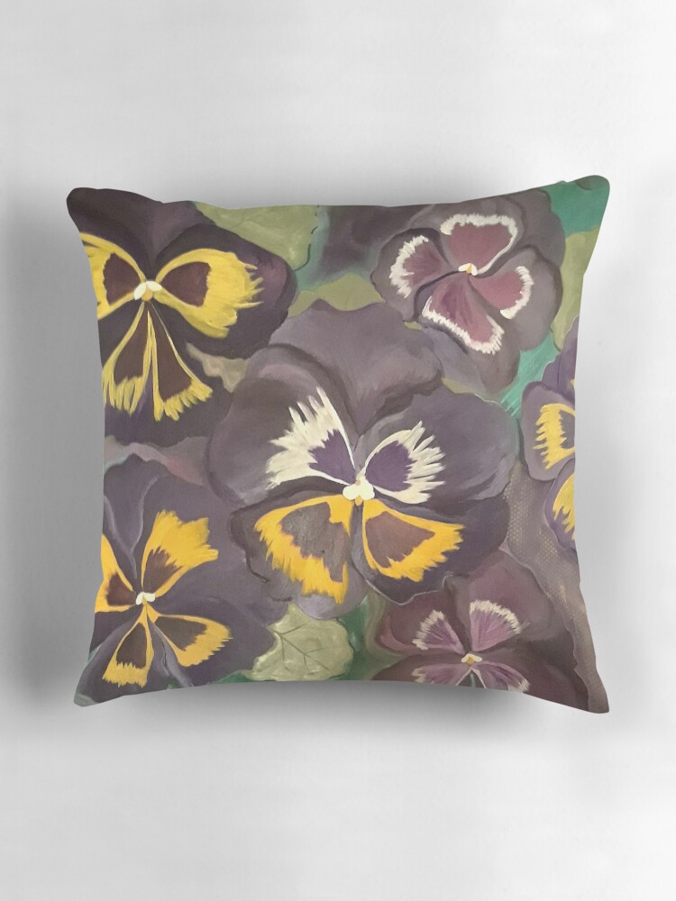 Thumbnail 3 of 4, Pillow, Pansy Garden designed and sold by HeathersArt.