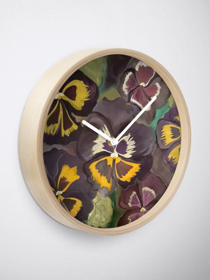 Thumbnail 1 of 4, Clock, Pansy Garden designed and sold by HeathersArt.