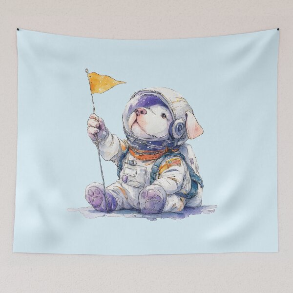 Item preview, Adorable Space Dog Explorer with Flag designed and sold by Bambooartist.