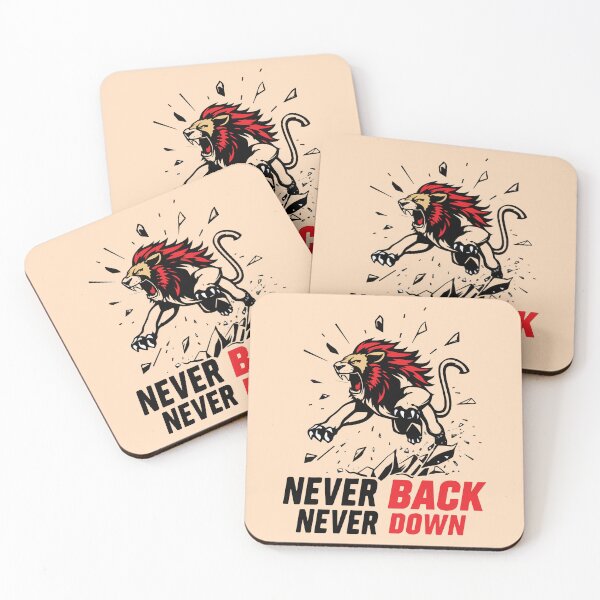 Item preview, Never Back, Never Down – Lion Power Motivational designed and sold by Yehia-Massoud.