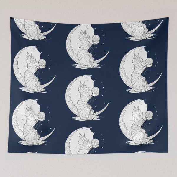 Item preview, Space Cat on Moon designed and sold by Bambooartist.