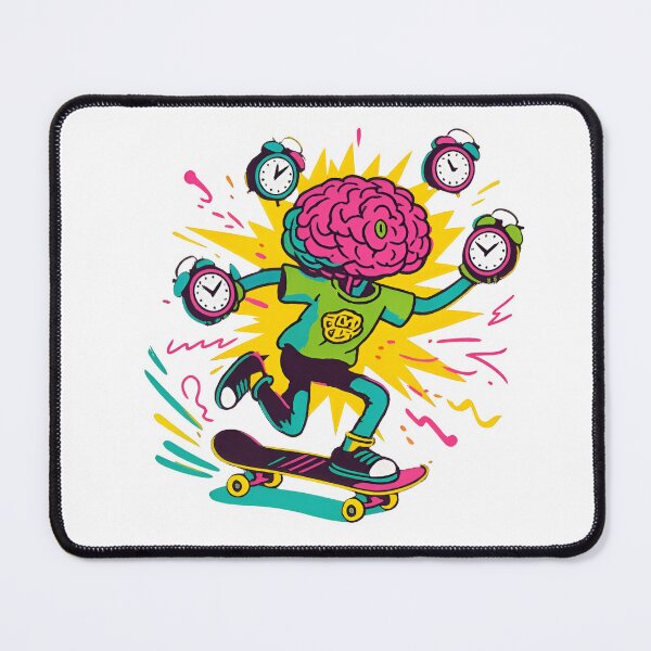 Item preview, funny mental health Retro Brain Skateboarding Chaos designed and sold by Uglyandcute.
