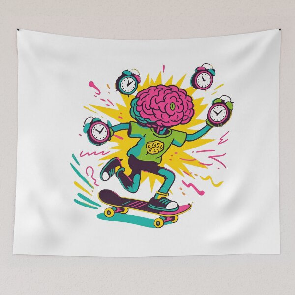 Item preview, funny mental health Retro Brain Skateboarding Chaos designed and sold by Uglyandcute.