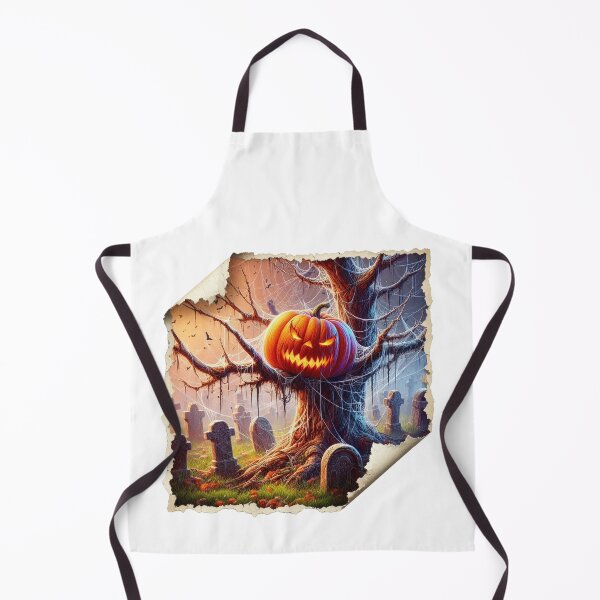 Item preview, Angry pumpkin on an old tree, covered with a web, and around the tree many graves designed and sold by MadinaFatt.