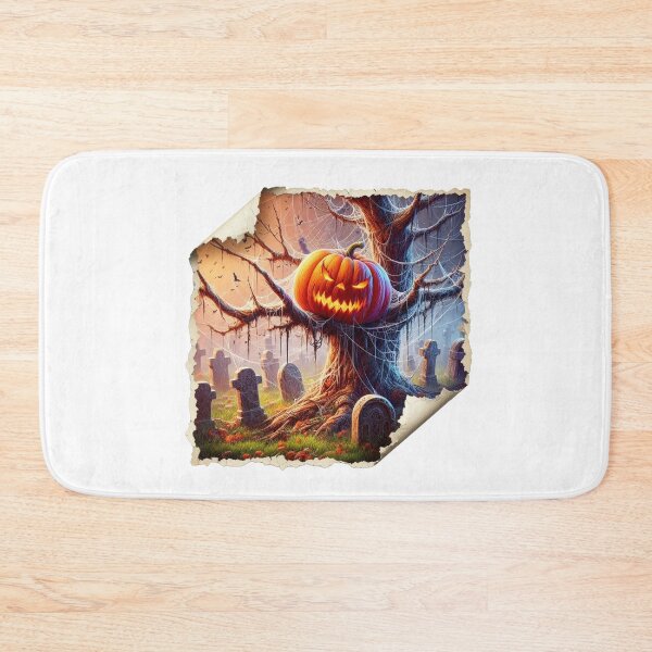 Item preview, Angry pumpkin on an old tree, covered with a web, and around the tree many graves designed and sold by MadinaFatt.