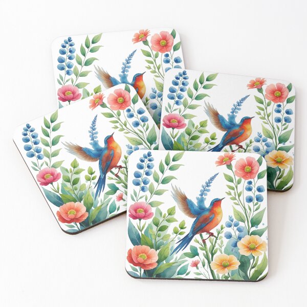 Item preview, Delicate Nature Garden Watercolour with a beautiful bird  designed and sold by catcurio.