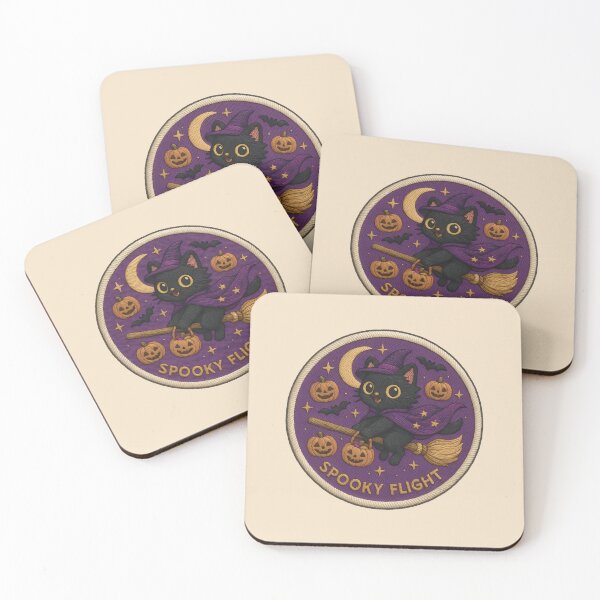 Item preview, Halloween Cat Embroidery Patch – Flying on Broomstick designed and sold by Nuist25.