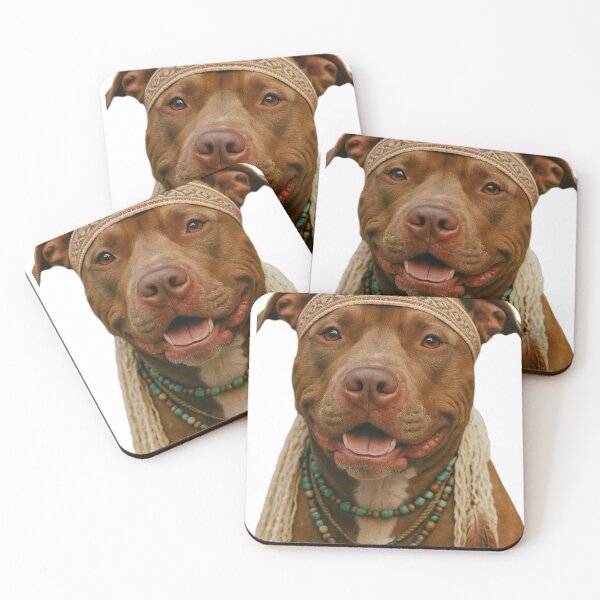 Item preview, Hippie Pitbull Portrait | Bohemian Dog Art Print | Groovy Pitbull Owner Gift | Happy Dog  Art designed and sold by geraskonst.