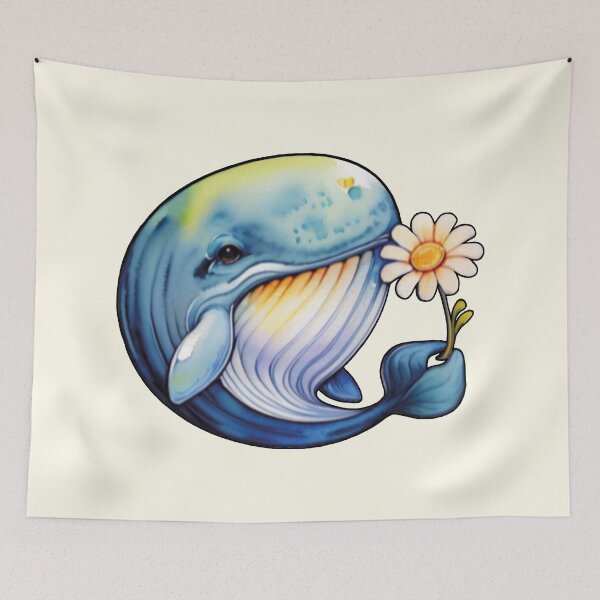 Item preview, Daisy Greetings from the Happy Whale designed and sold by MoxisWatercolor.