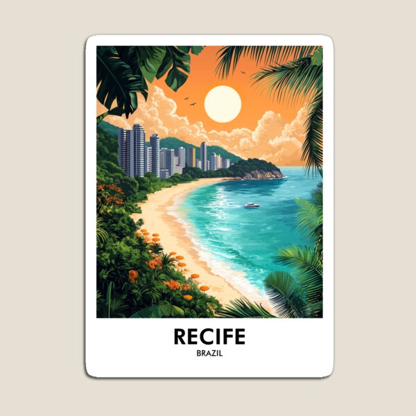 Item preview, Recife Brazil Retro Travel Print designed and sold by HomeLivingCo.