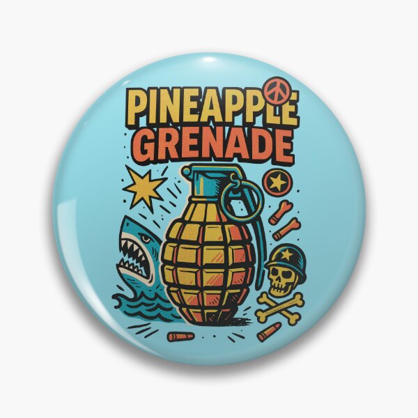 Item preview, Pineapple Grenade Retro Military Shark Graphic designed and sold by ChunkByChunk.