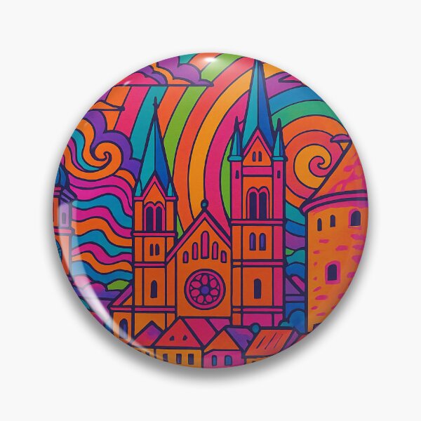Item preview, Vibrant Psychedelic Cityscape of Maribor | Colorful Retro Travel Art | Trippy Slovenia Wall Decor | Bohemian Urban Illustration | Surreal City Landscape designed and sold by PaintedPixels01.