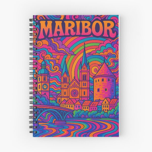Item preview, Vibrant Psychedelic Cityscape of Maribor | Colorful Retro Travel Art | Trippy Slovenia Wall Decor | Bohemian Urban Illustration | Surreal City Landscape designed and sold by PaintedPixels01.
