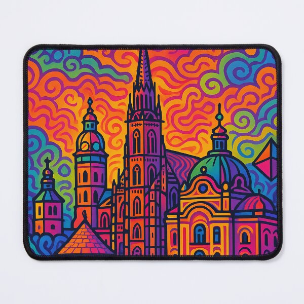 Item preview, Psychedelic Cityscape of Košice | Colorful Retro Travel Poster | Trippy Slovakia Wall Art | Bohemian Urban Illustration | Surreal City Landscape designed and sold by PaintedPixels01.