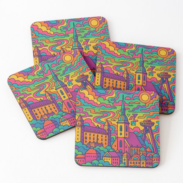 Item preview, Psychedelic Cityscape of Bratislava | Colorful Retro Travel Poster | Trippy Slovakia Wall Art | Bohemian Urban Illustration | Surreal Capital Landscape designed and sold by PaintedPixels01.