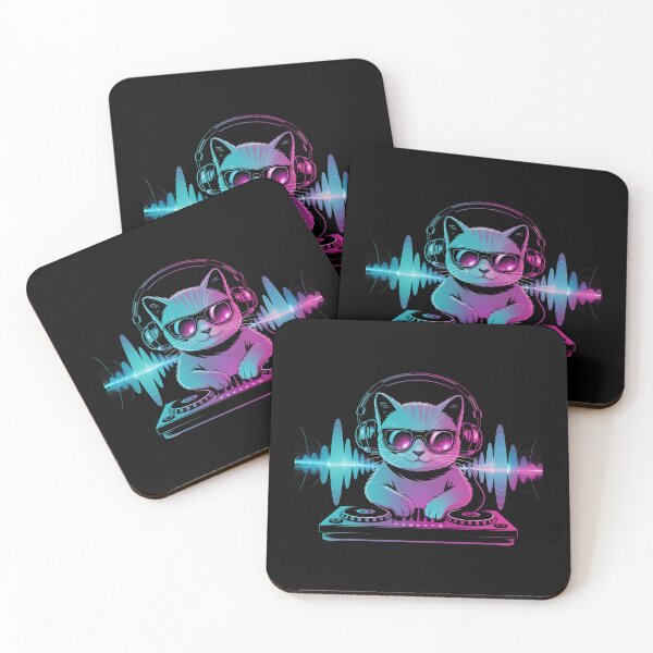 Item preview, Neon DJ Cat with Headphones - Vibrant Music Party Club designed and sold by Taans-Creation.